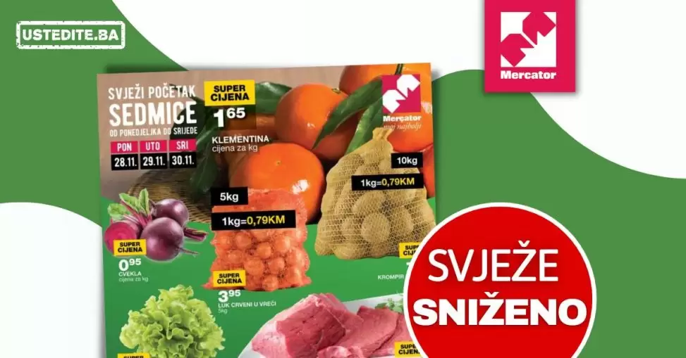 Mercator akcija SVJEŽA PONUDA 28-30.11.2022.