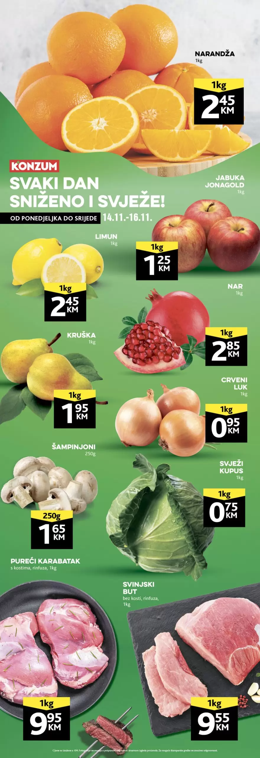 Konzum akcija SVJEŽA PONUDA 14-16.11.2022.