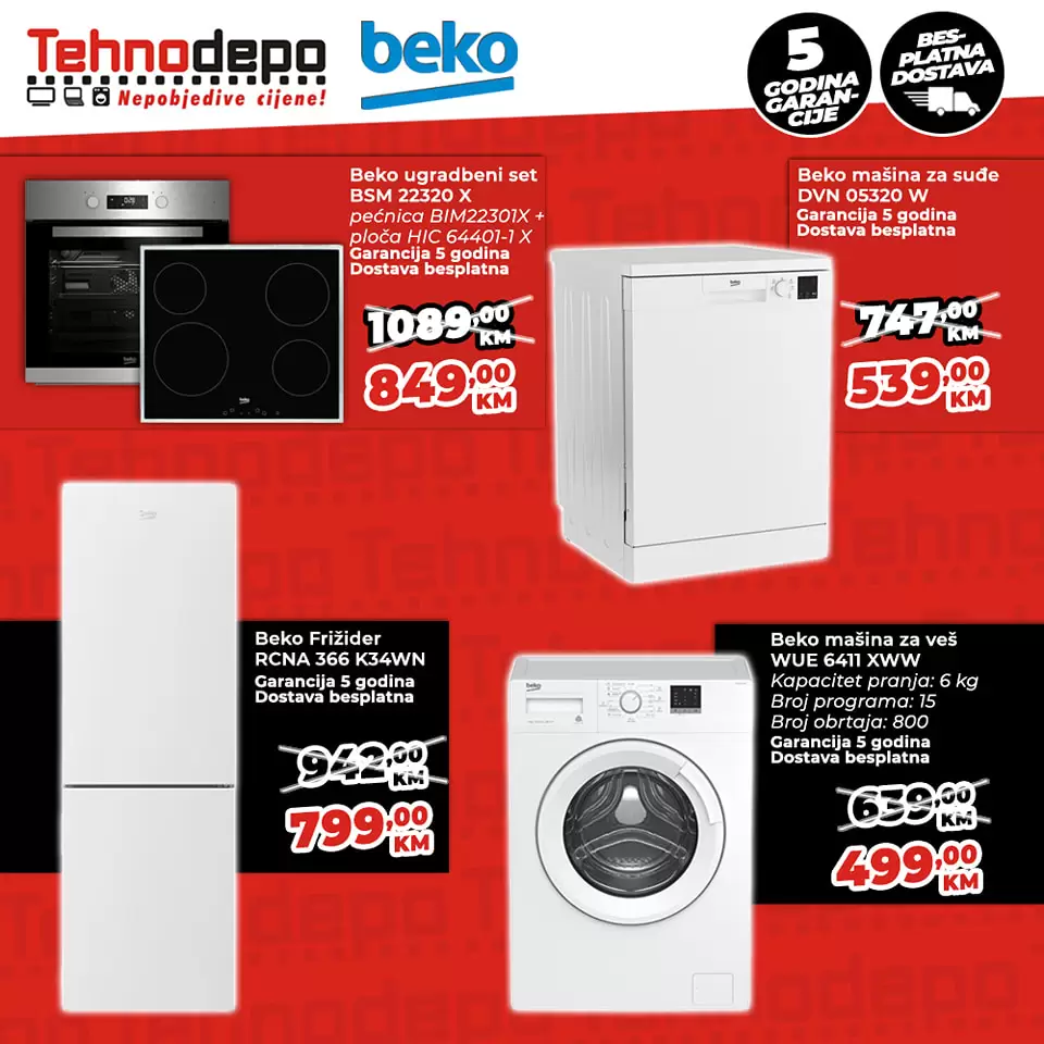 Akcija BEKO bijele tehnike Besplatna dostava! Garancija 5 godina!