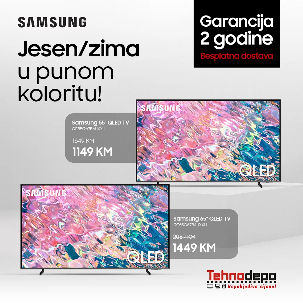 Samsung OLED brijlijntne dugotrajne boje uz Quantum Dot tehnologiju. Besplatna dostava na području cijele BiH
