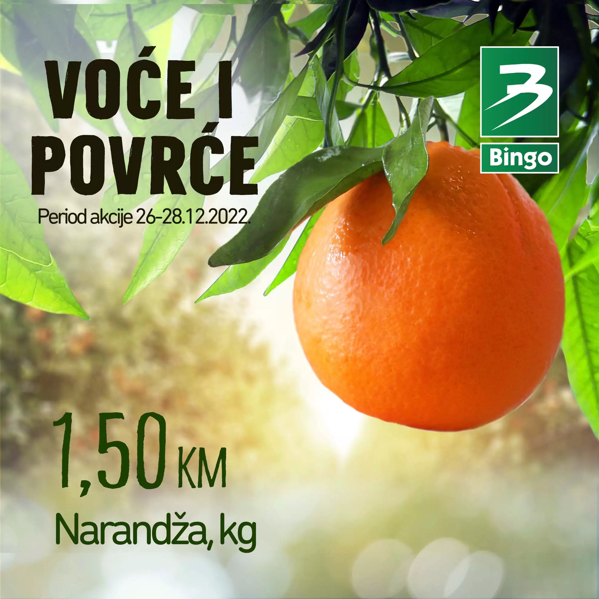 Bingo akcija VOĆE I POVRĆE 26-28.12.2022.