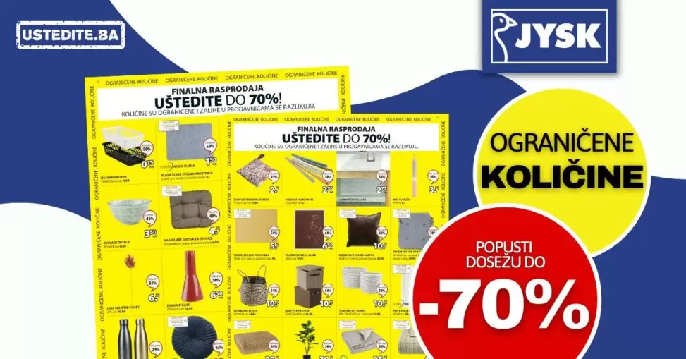 JYSK sniženje do -70% OGRANIČENE KOLIČINE