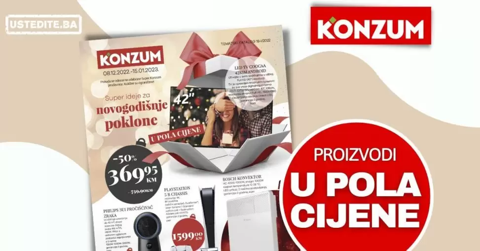 Konzum TEHNIKA - U POLA CIJENE -akcija 08.12-15.01.2023.
