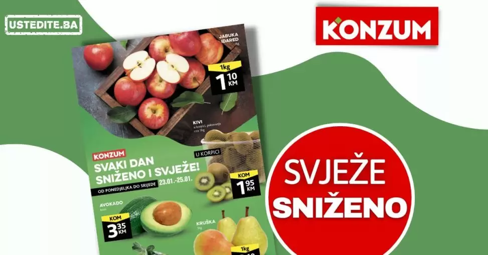 Konzum SVJEŽA PONUDA akcija 23-25.1.2023.