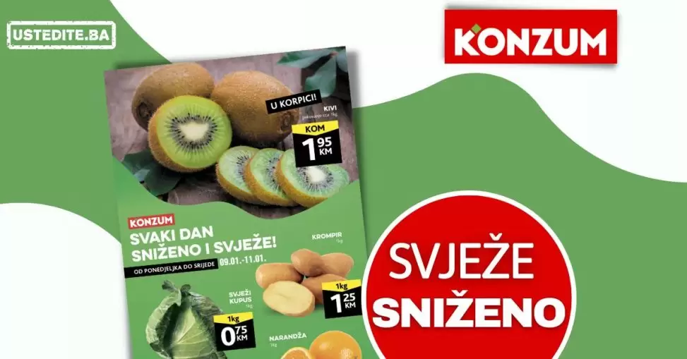 Konzum akcija SVJEŽA PONUDA 9-11.1.2023.