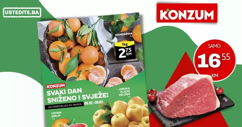 Konzum akcija SVJEŽA PONUDA 6-8.2.2023.