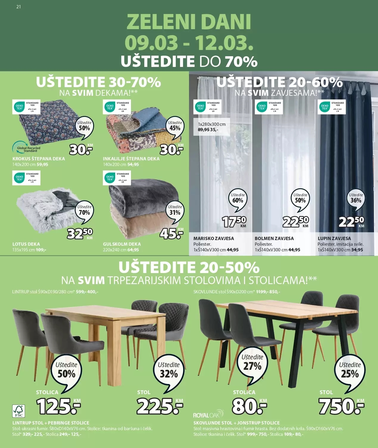 Jysk katalog ZELENI DANI ⇢UŠTEDITE do -70% akcija sniženja 9-22.3.2023.