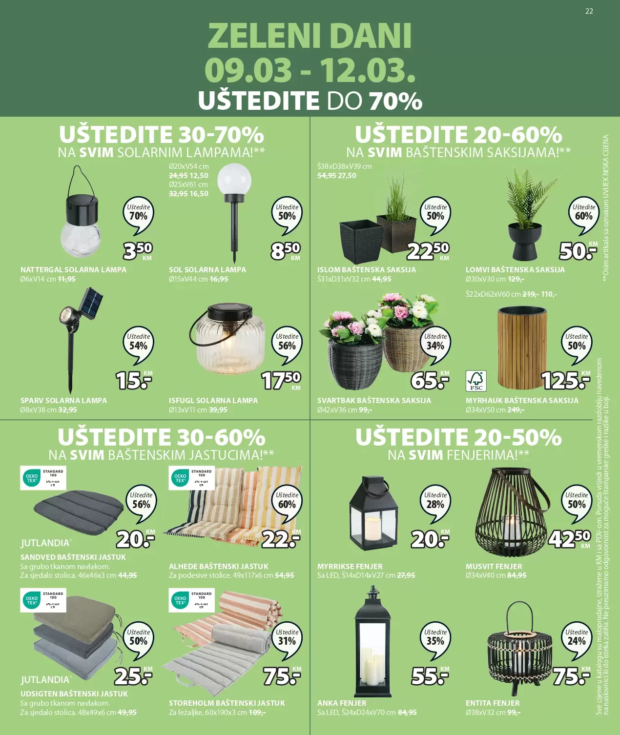 Jysk katalog ZELENI DANI ⇢UŠTEDITE do -70% akcija sniženja 9-22.3.2023.
