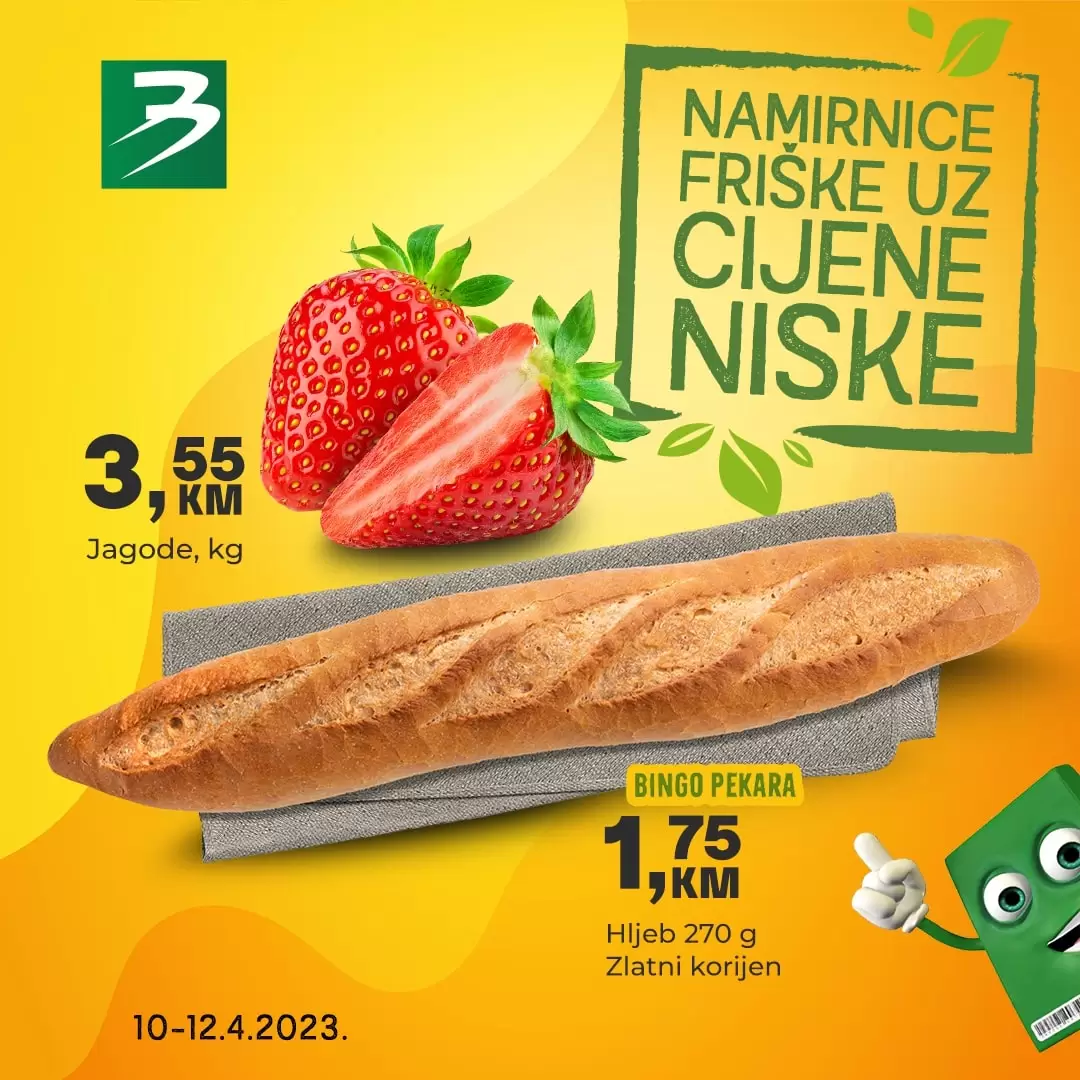 Bingo akcija ⇢Namirnice friške uz cijene niske 10-12.4.2023.