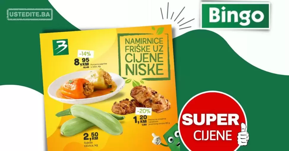 Bingo AKCIJA ⇢Namirnice FRIŠKE uz CIJENE NISKE 24-26.4.2023.