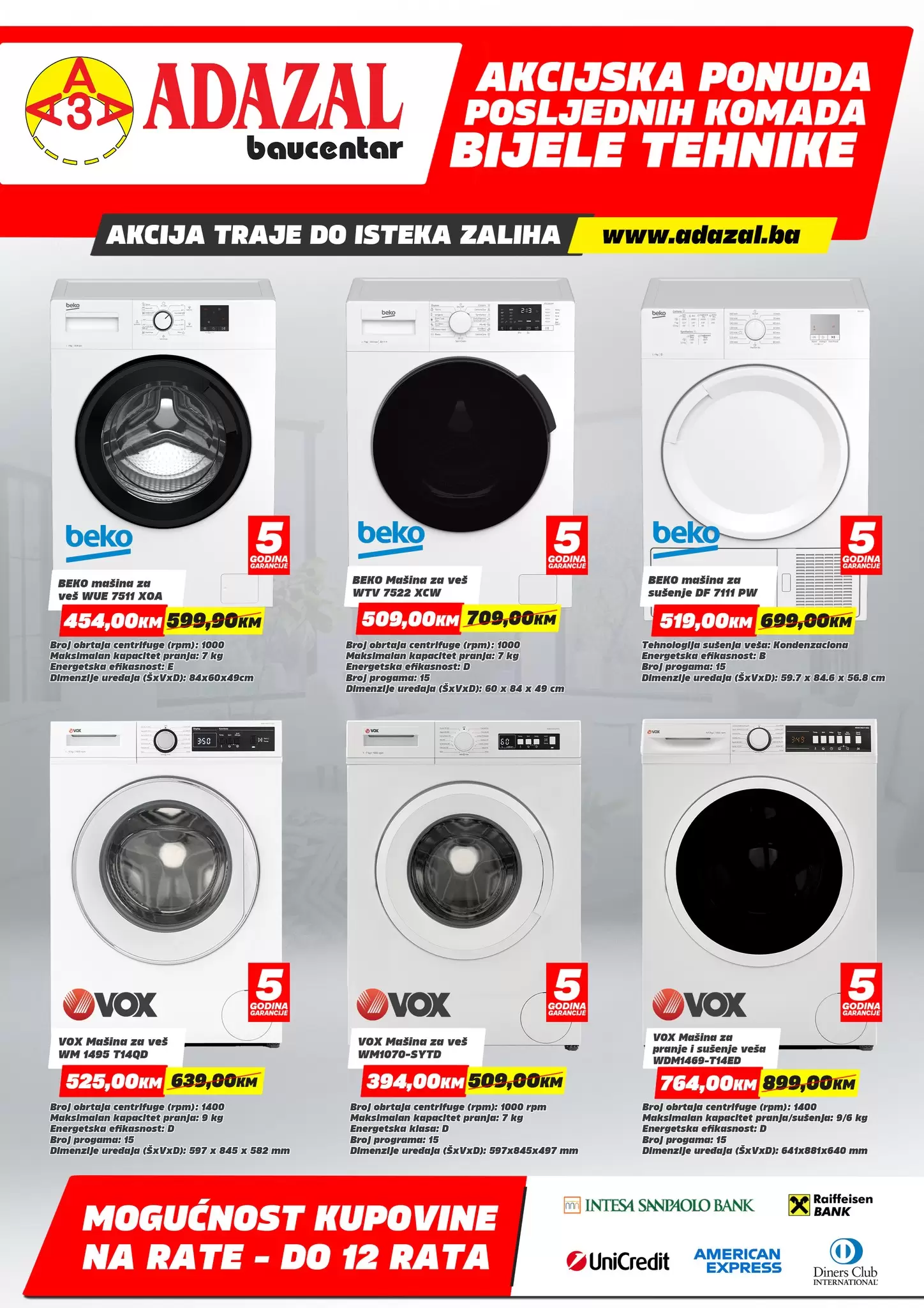 Adazal OUTLET ⇢ POSLJEDNJI KOMADI bijele tehnike