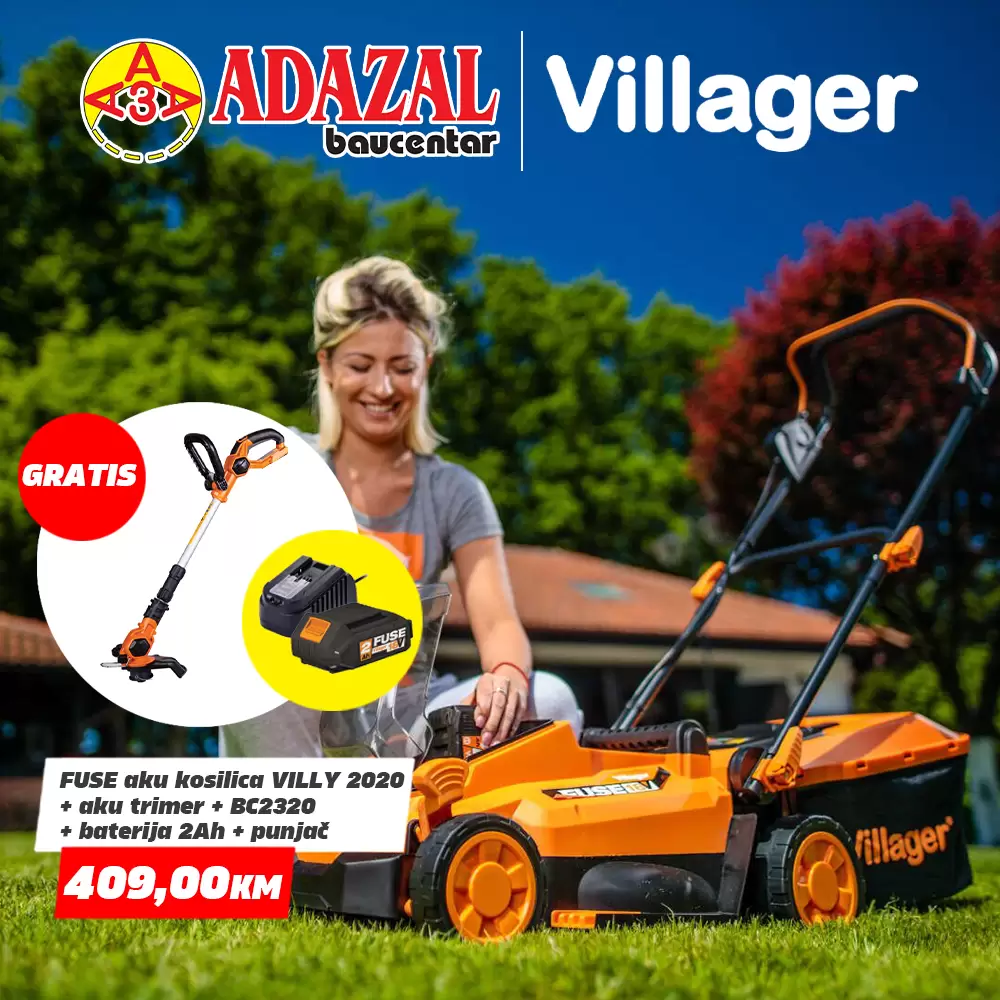 FUSE aku kosilica + aku trimer + baterija + punjač = 409KM 