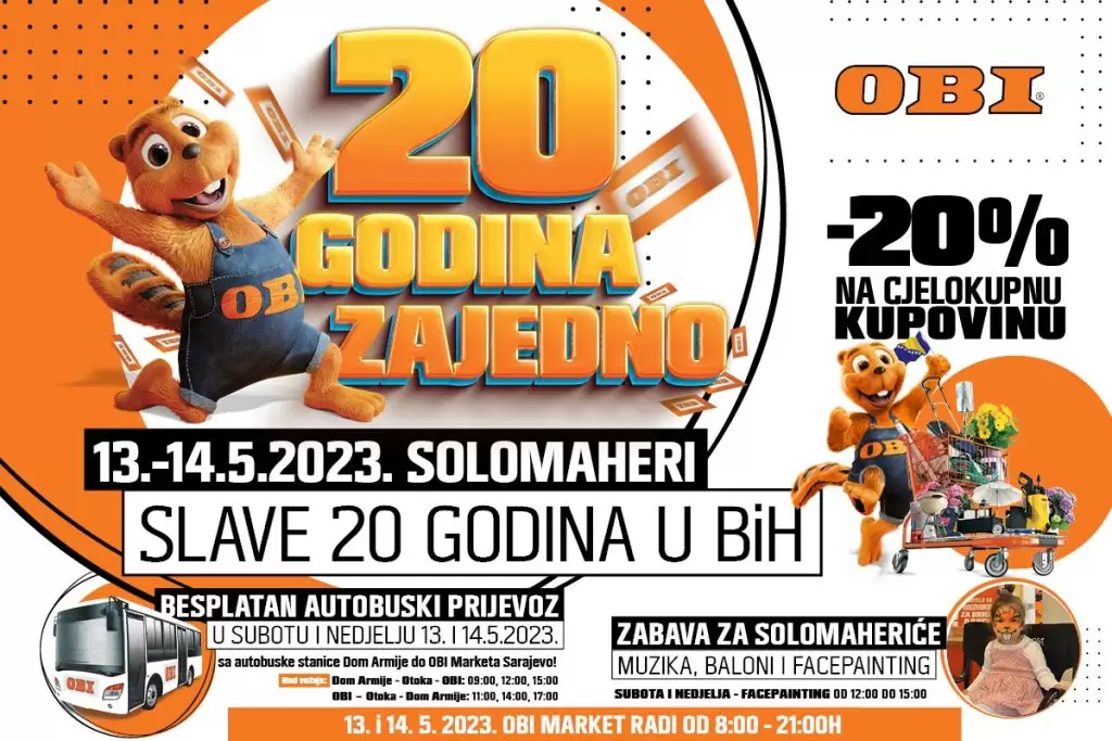 OBI 20% popusta za 20 godina