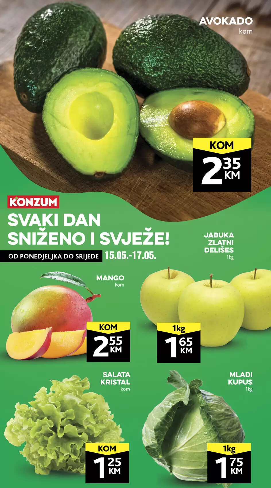 Konzum akcija SVJEŽA PONUDA 15-17.5.2023.