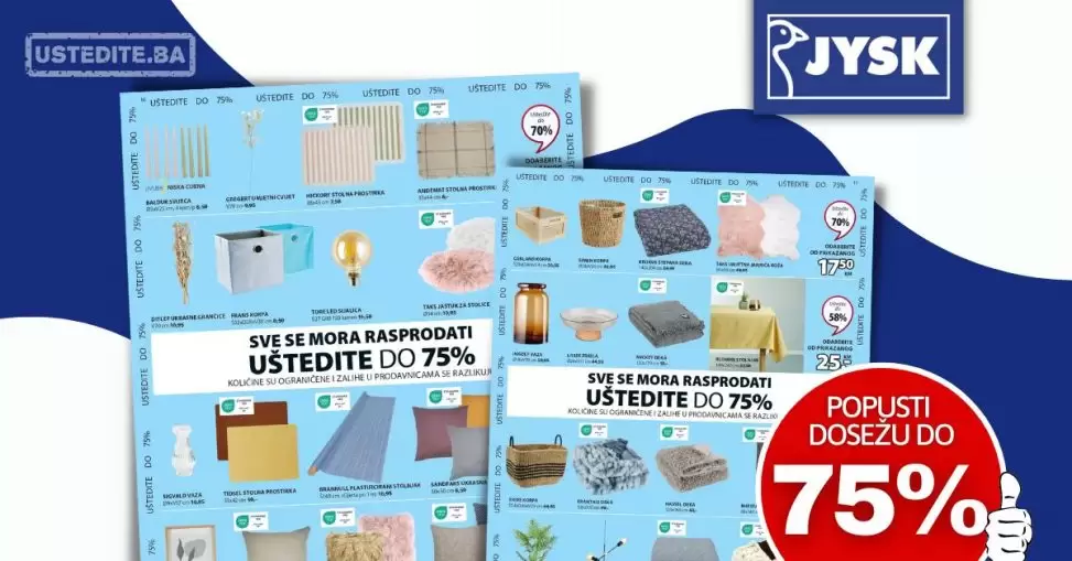 Jysk UŠTEDITE do 75% - akcija do 14.6.2023.