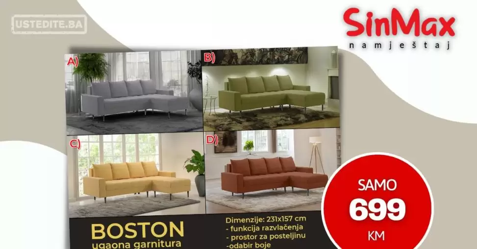 Sinmax EKSKLUZIVNO Boston model samo 699 KM