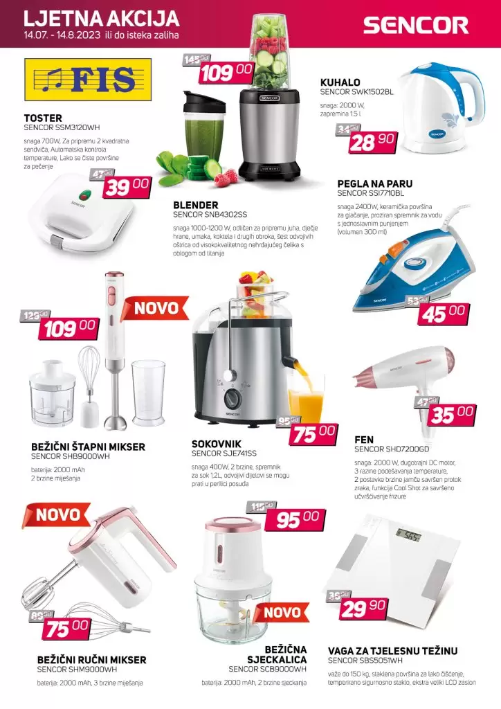 Fis & Sencor LJETNA AKCIJA 14.7-14.8.2023. 