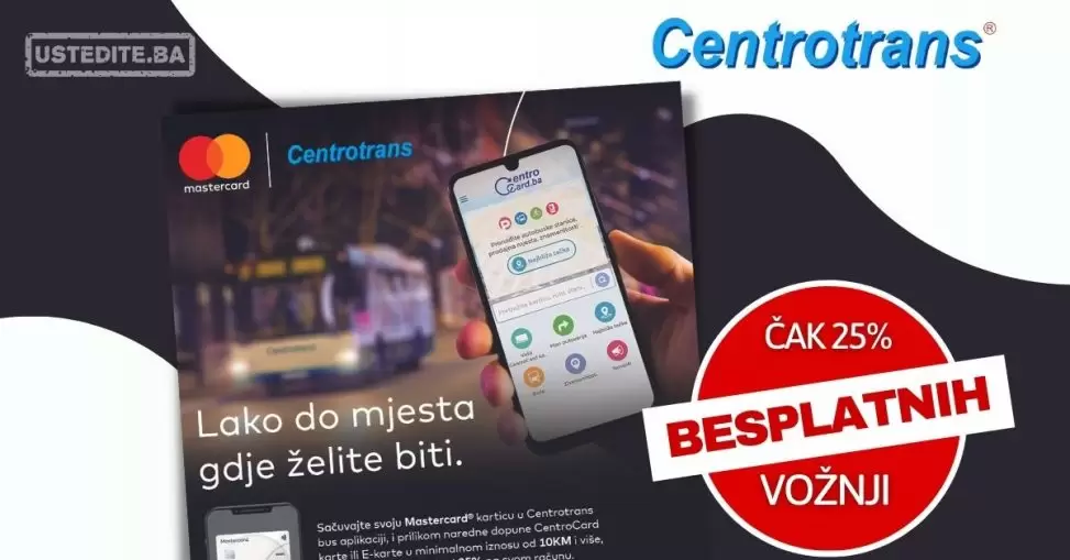 Čak 25% besplatnih vožnji uz CentroCard i Mastercard