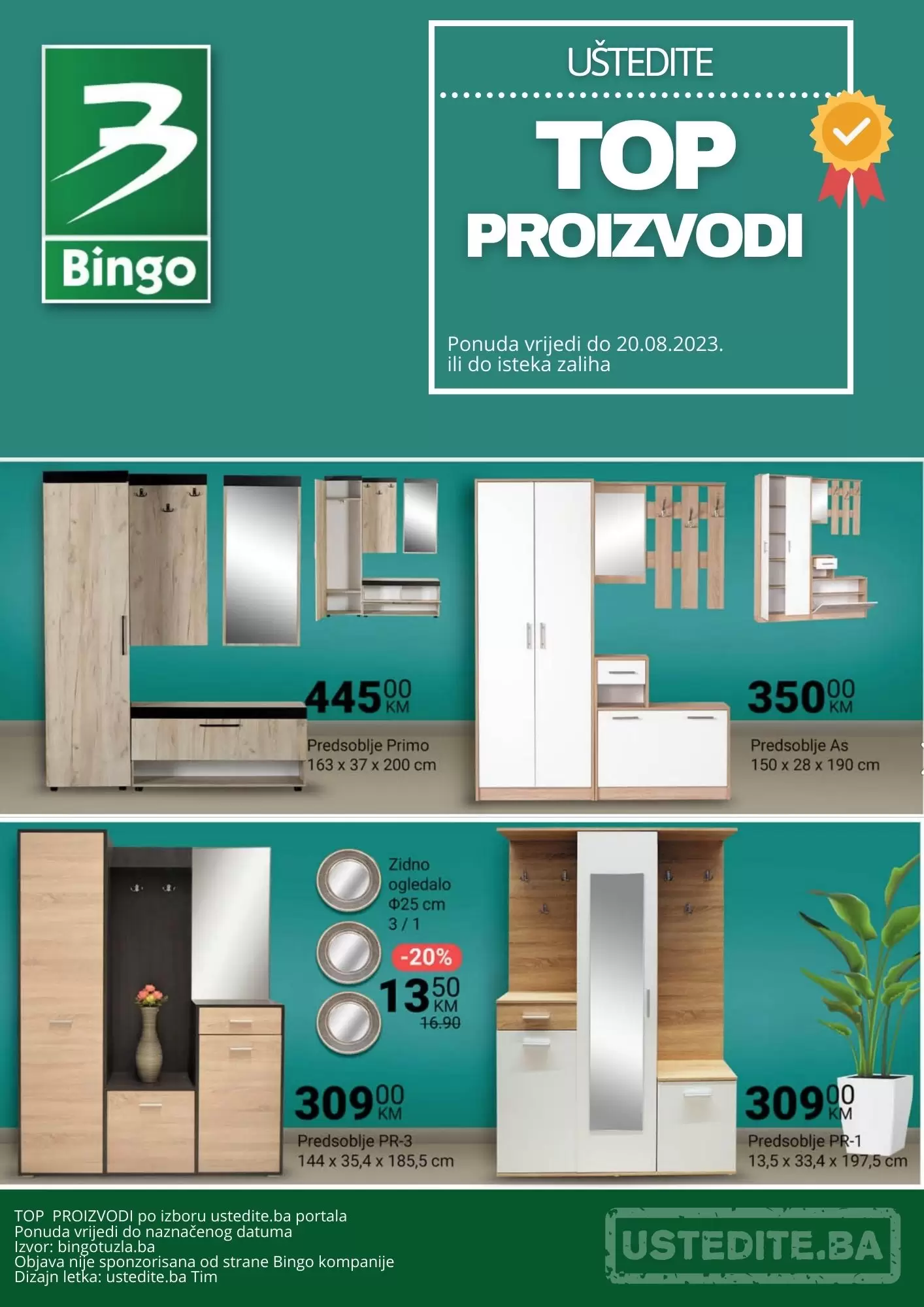 Bingo namještaj PREDSOBLJA & CIPLEARI - akcija do 20.8.2023.
