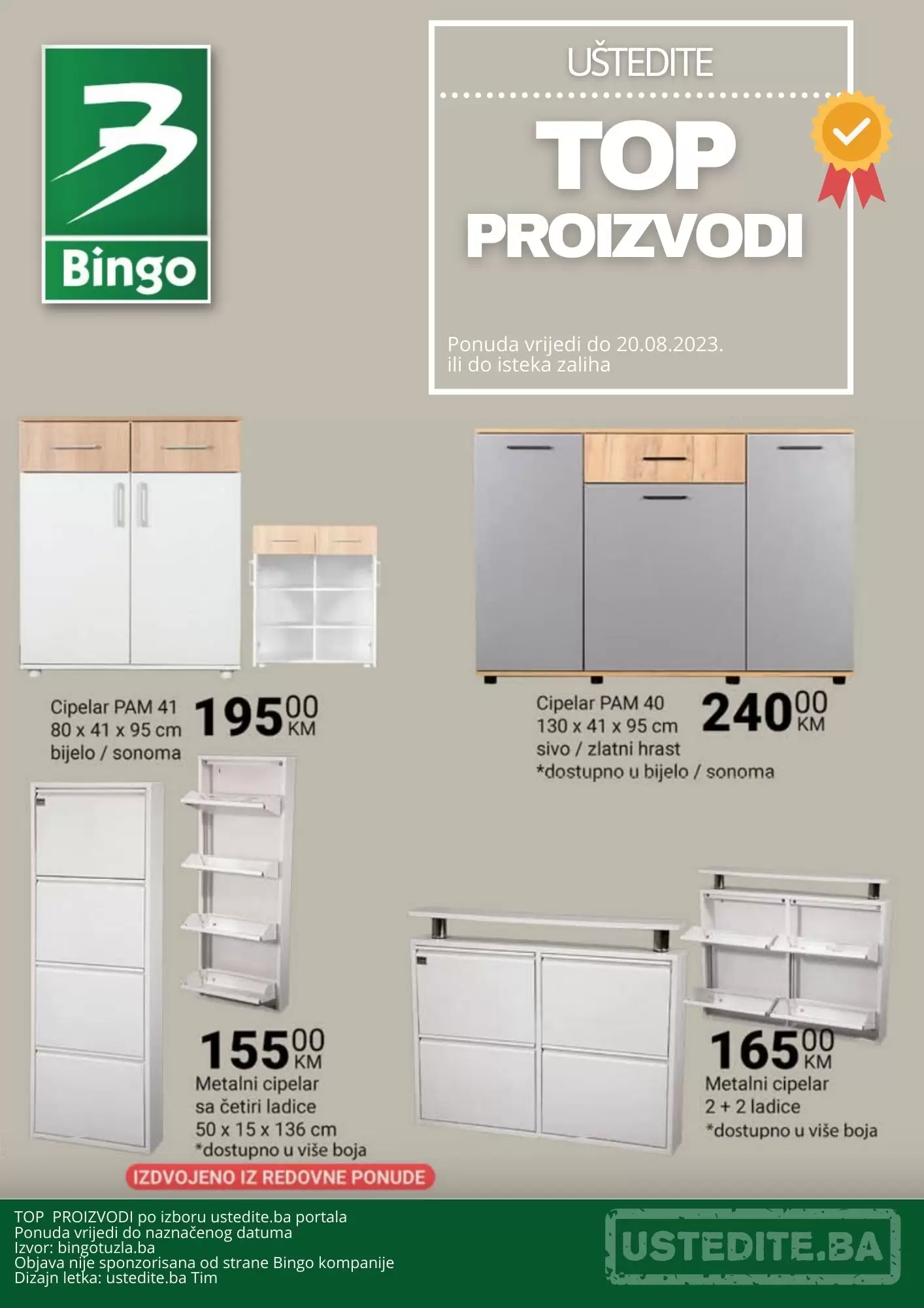 Bingo namještaj PREDSOBLJA & CIPLEARI - akcija do 20.8.2023.