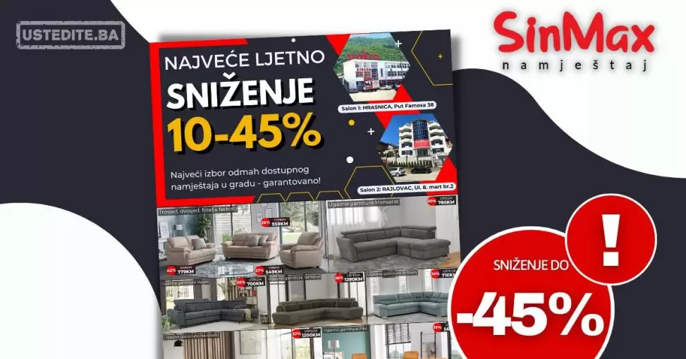 Sinmax namještaj ⇢ SNIŽENJE do 45%