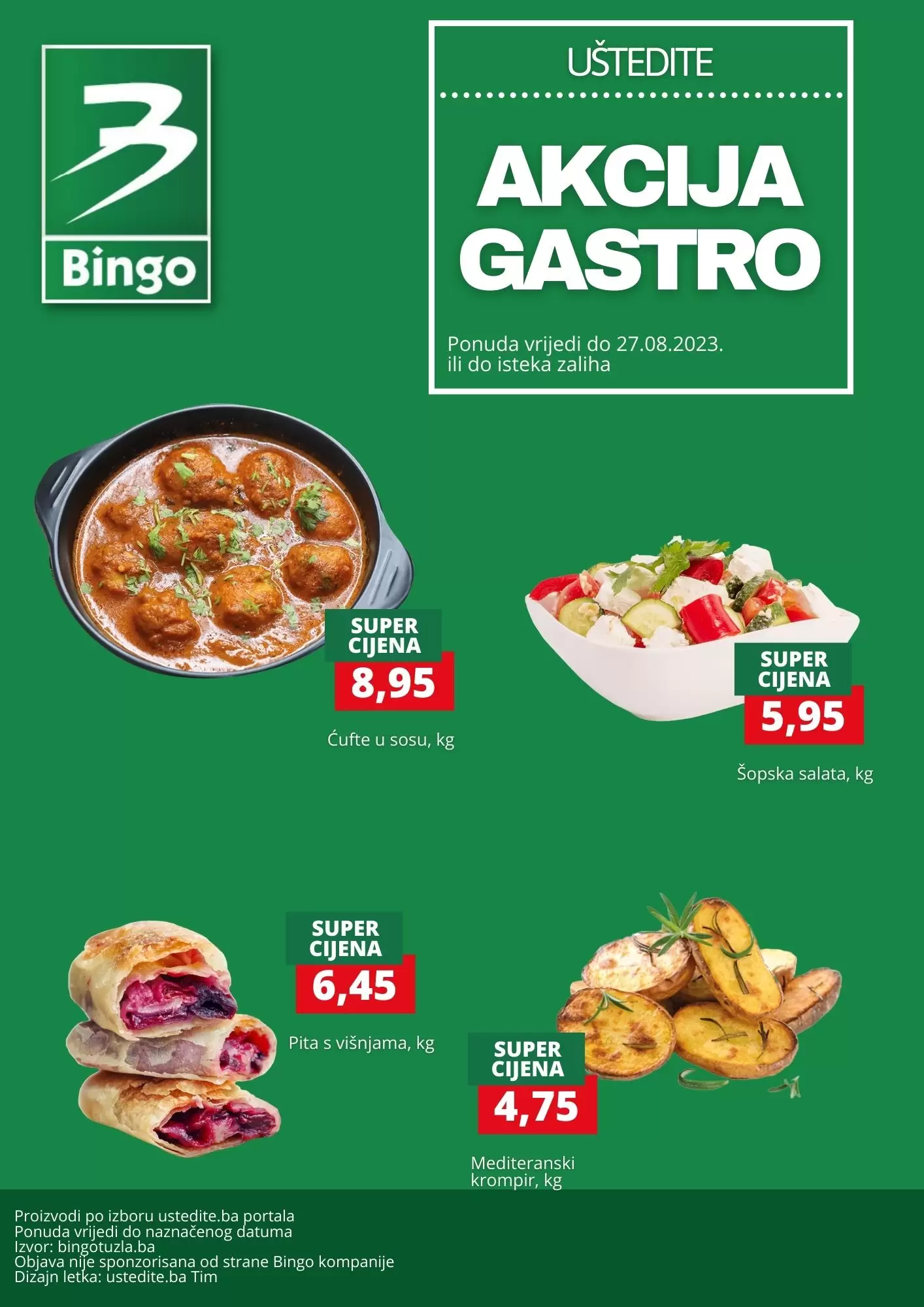 Bingo AKCIJA GASTRO - sniženje do 27.8.2023.