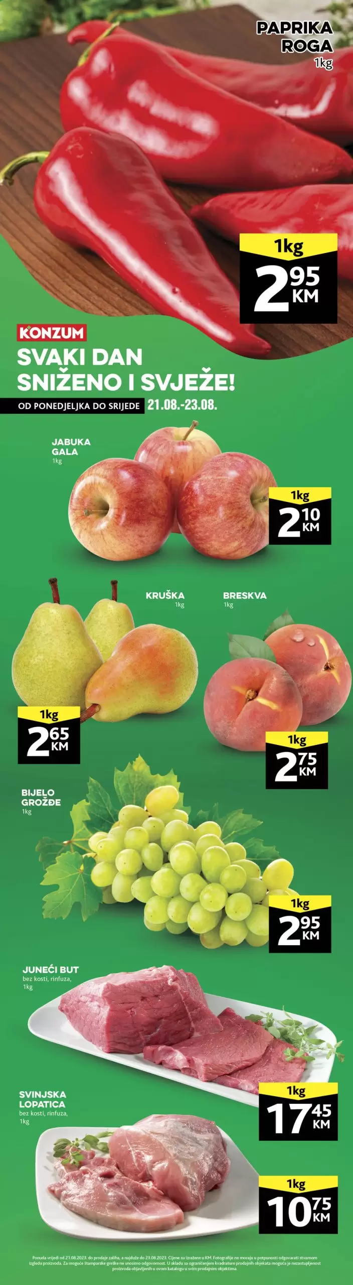 Konzum AKCIJA ZA POČETAK SEDMICE 21-23.8.2023.