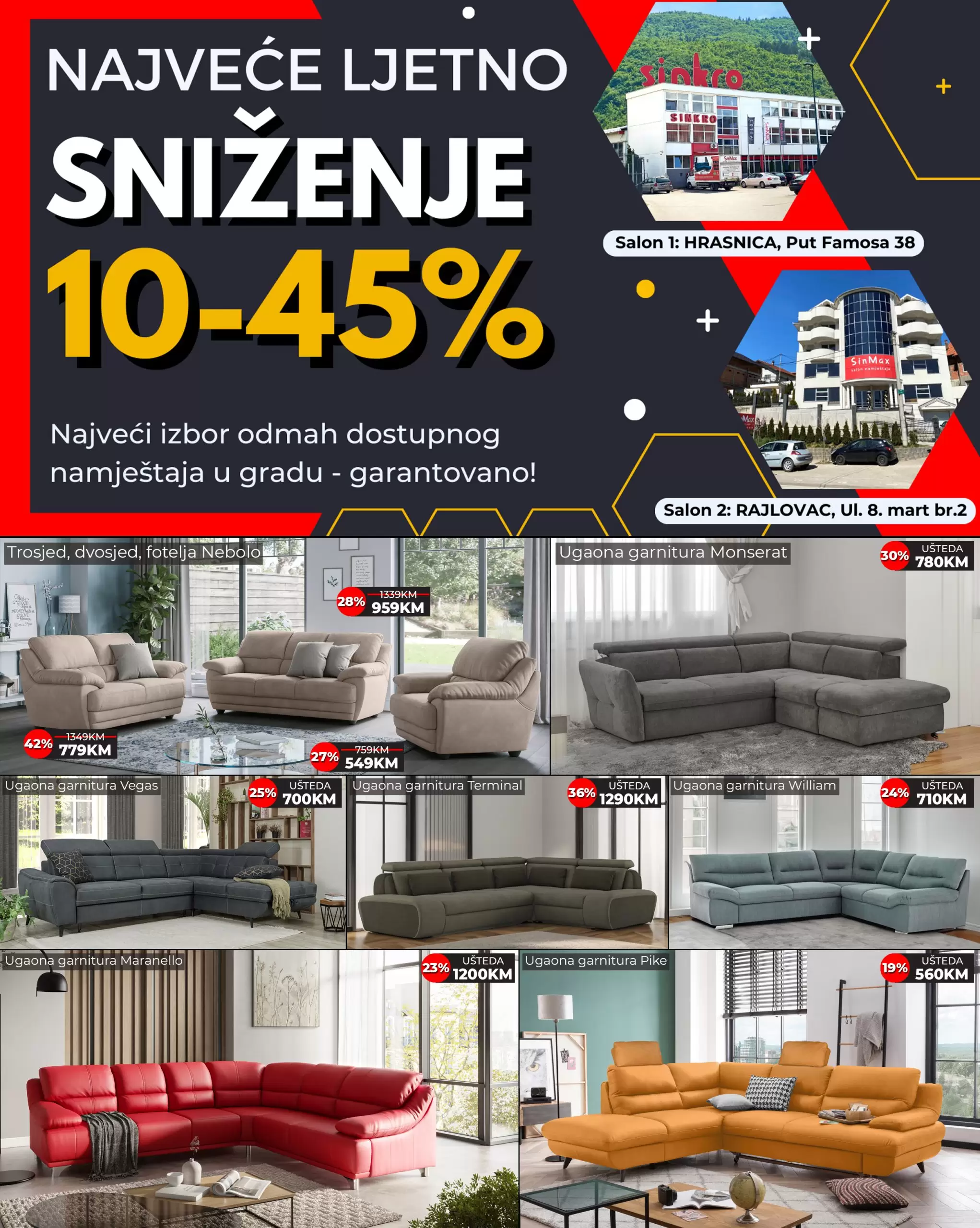 Sinmax namještaj ⇢ SNIŽENJE do 45%