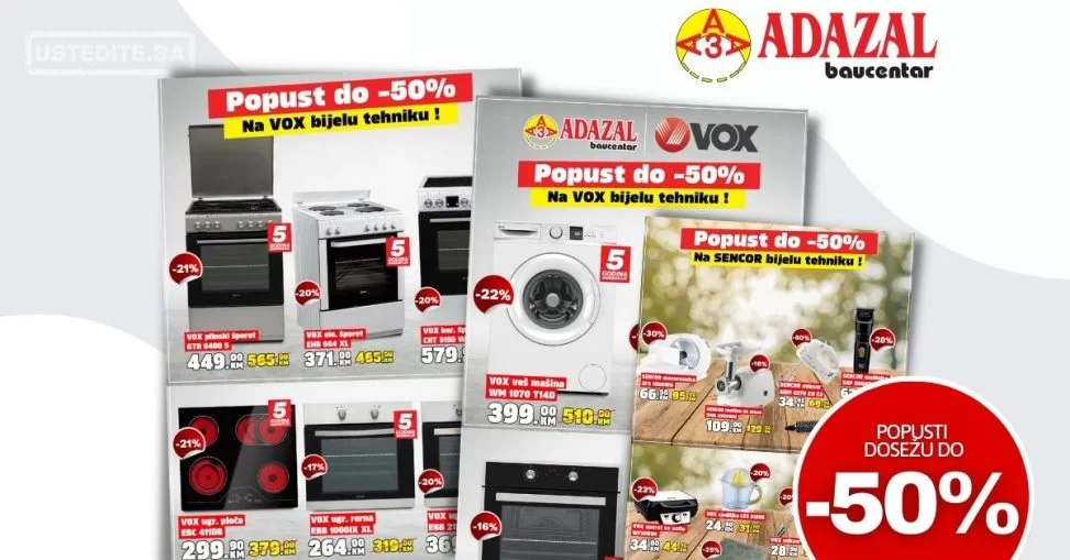 Adazal SNIŽENJE BIJELE TEHNIKE do 50%!