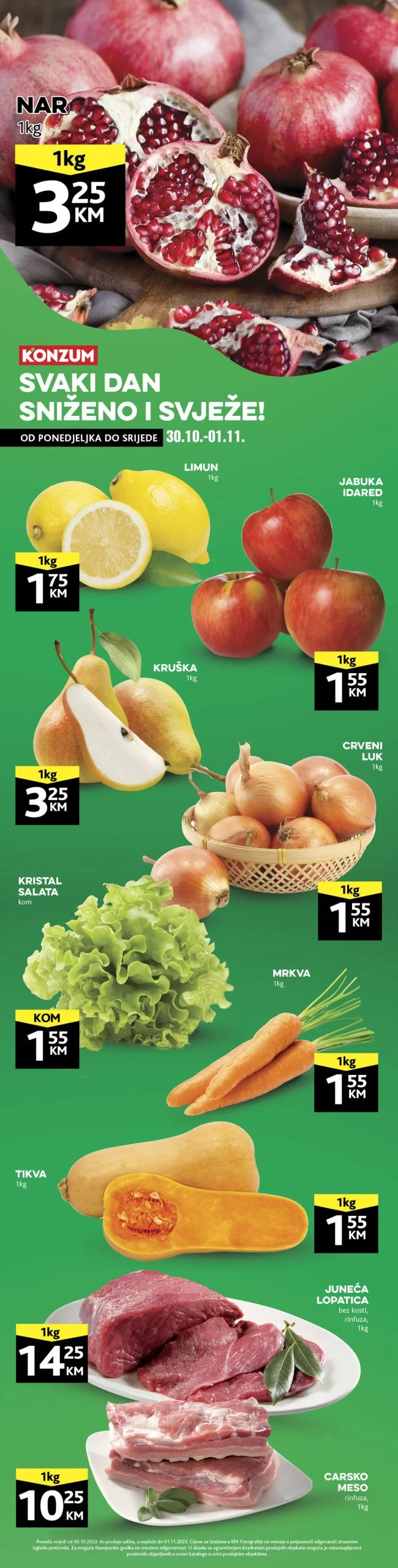 Konzum akcija SVJEŽA PONUDA 30.10-1.11.2023.