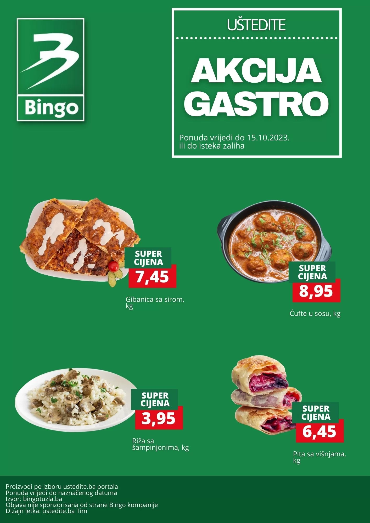 Bingo akcija GASTRO - sniženje do 15.10.2023. 