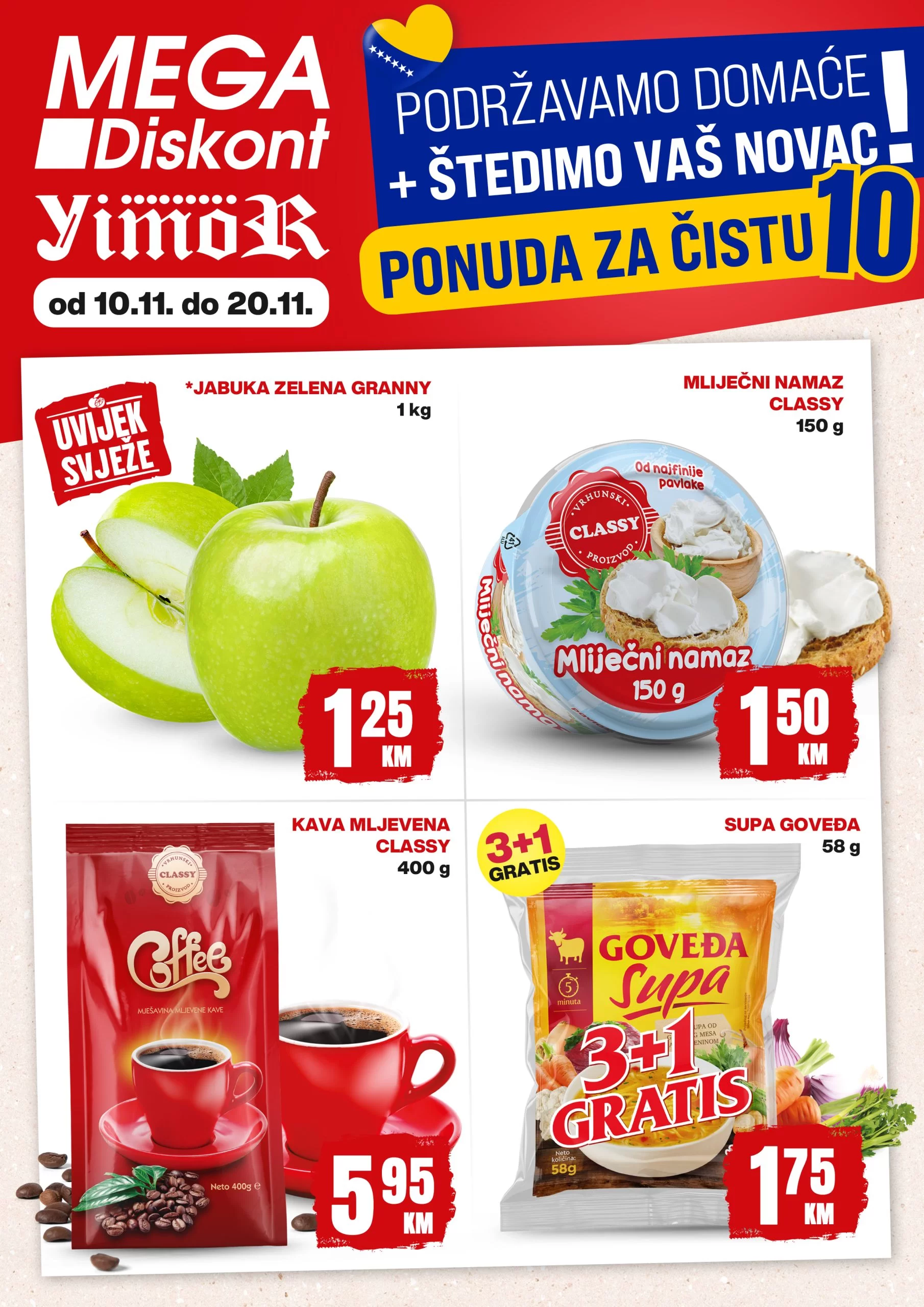 Yimor & Mega Diskont akcija KUPUJMO DOMAĆE TOP 10 proizvoda