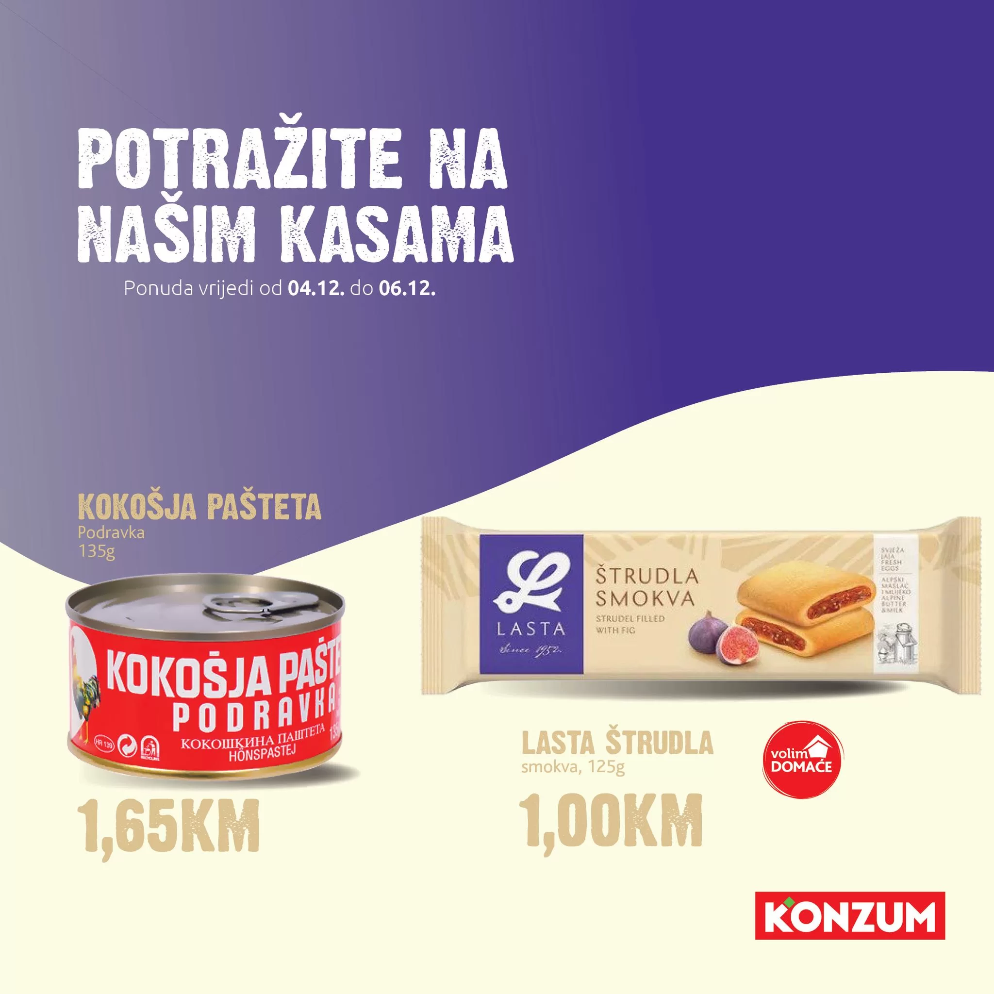 Konzum AKCIJA NA KASAMA 4-6.12.2023. 
