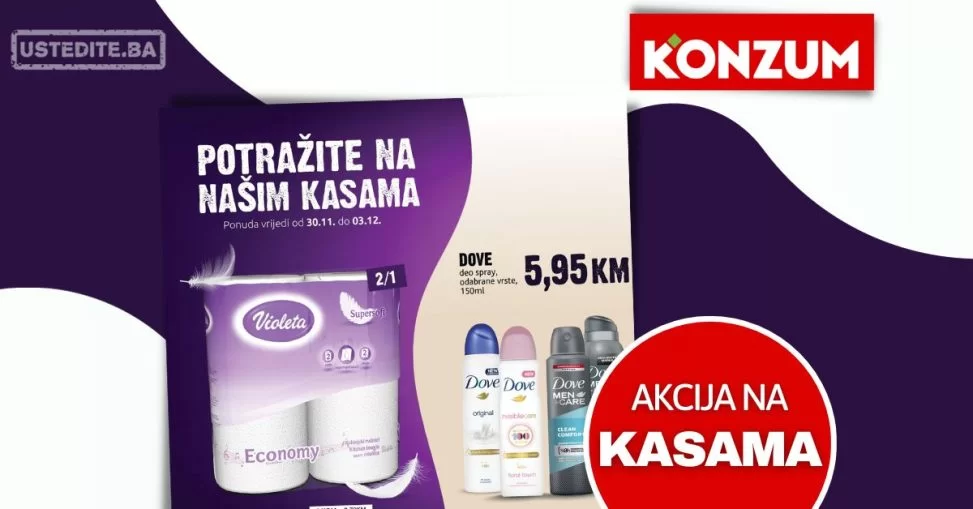 Konzum AKCIJA NA KASAMA 30.11-3.12.2023.