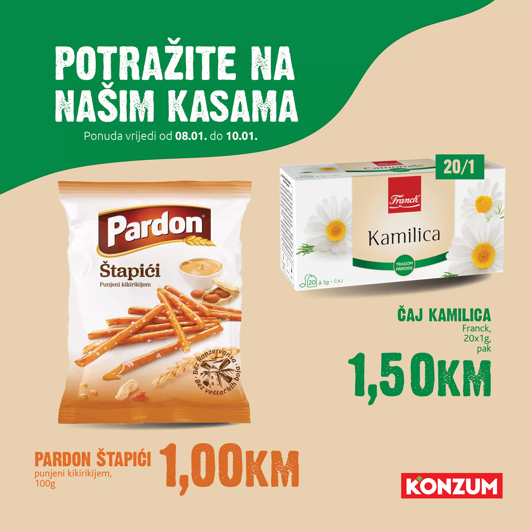 Konzum AKCIJA NA KASAMA 8-10.1.2024.