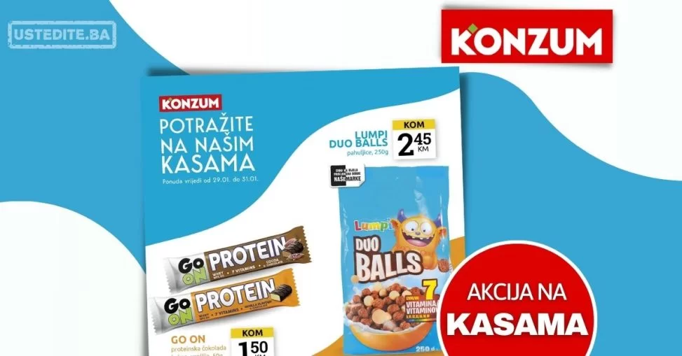 Konzum AKCIJA NA KASAMA - sniženje do 31.01.2024.