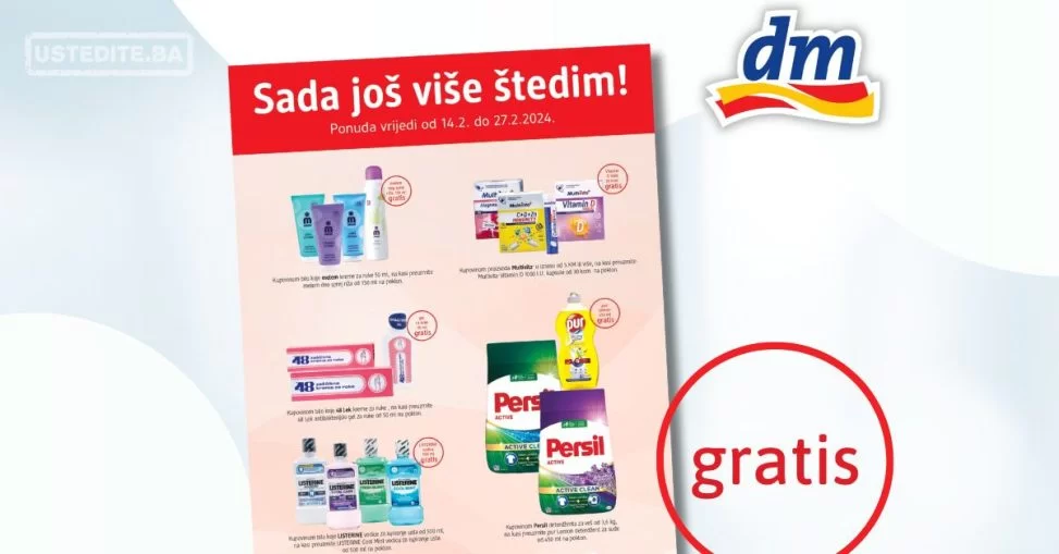 dm GRATIS Sada još više štedim -akcija do 27.2.2024.