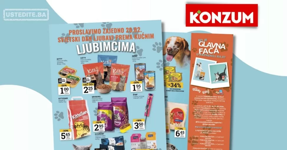 Konzum akcija KUĆNI LJUBIMCI - sniženje do 25.2.2024.