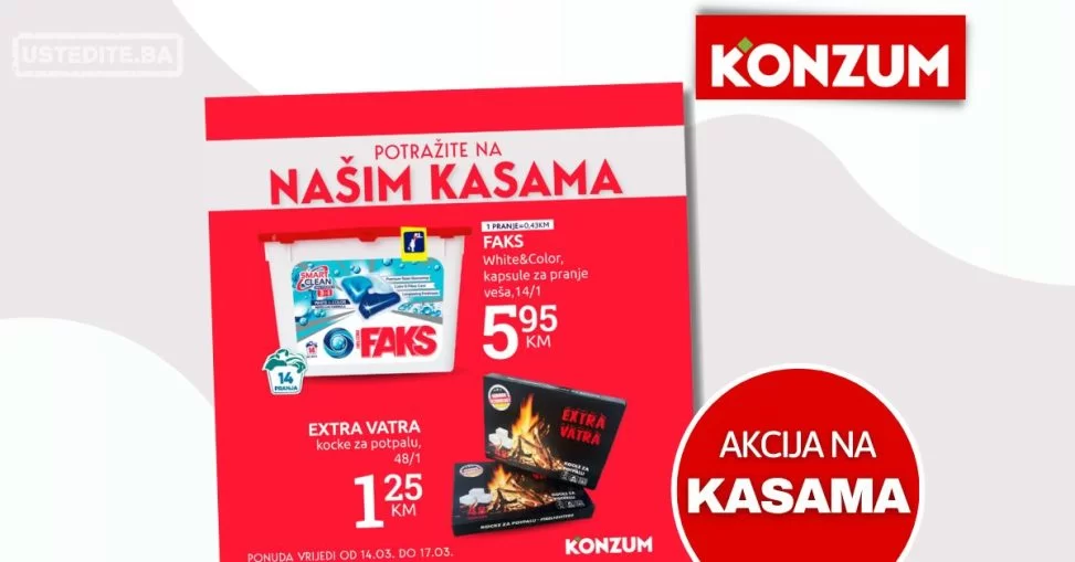 Konzum AKCIJA NA KASAMA 14-17.3.2024.