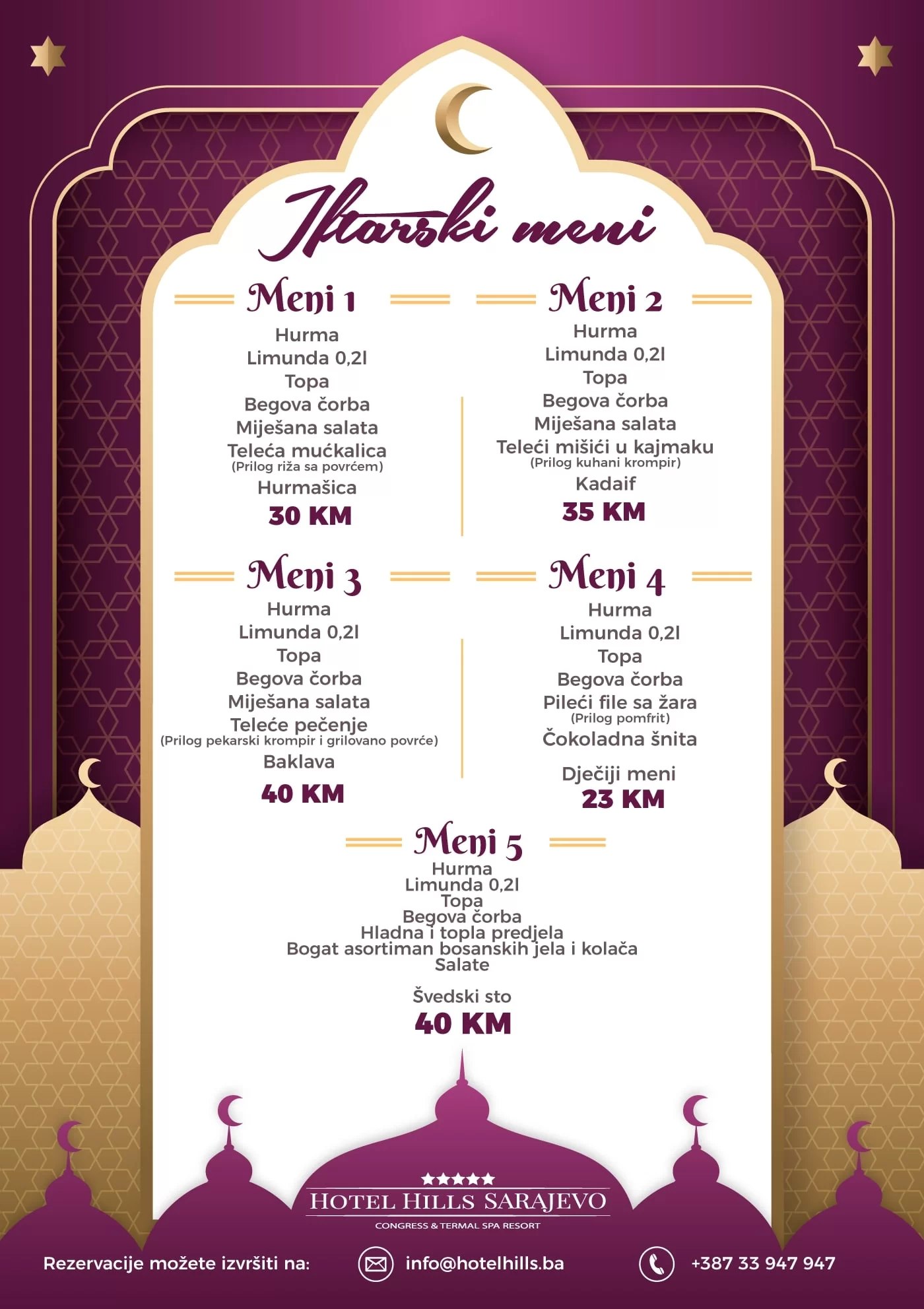  Hotel Hills IFTARSKI MENI📍Sarajevo