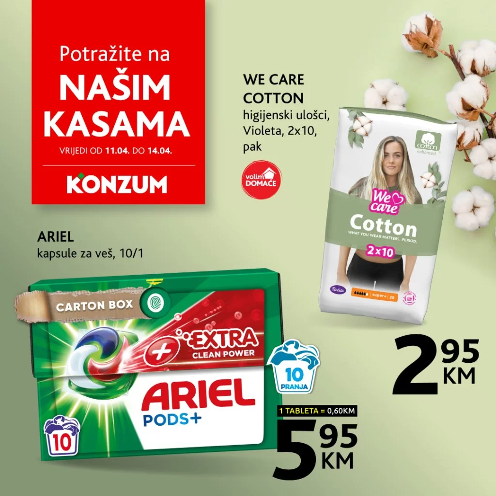 Konzum AKCIJA NA KASAMA - sniženje do 14.4.2024.