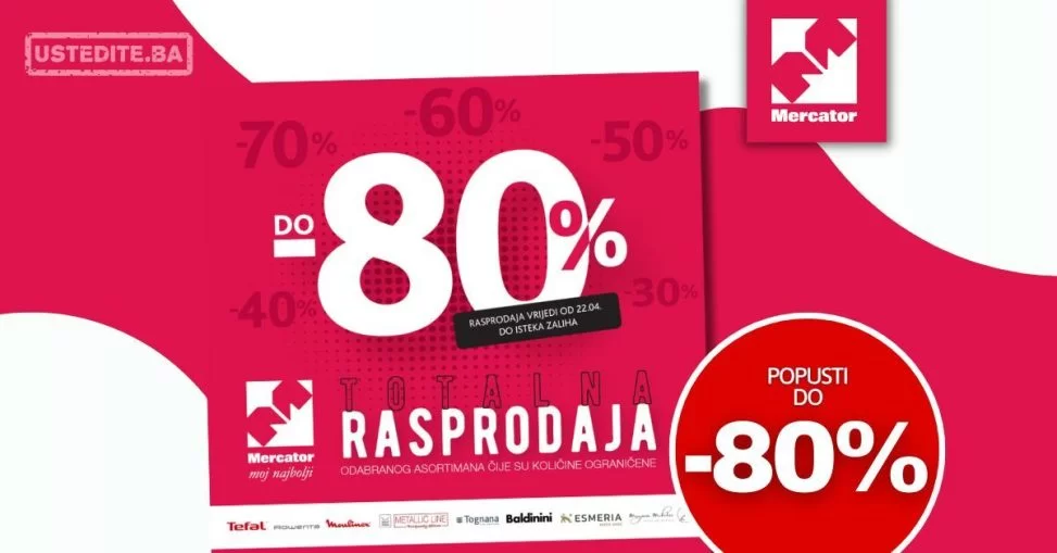 Mercator RASPRODAJA do 80% - sniženje do 22.4.2024.