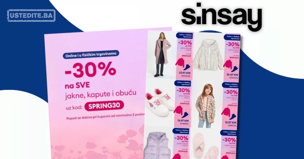 Sinsay SNIŽENJE 30% na SVE - april 2024.