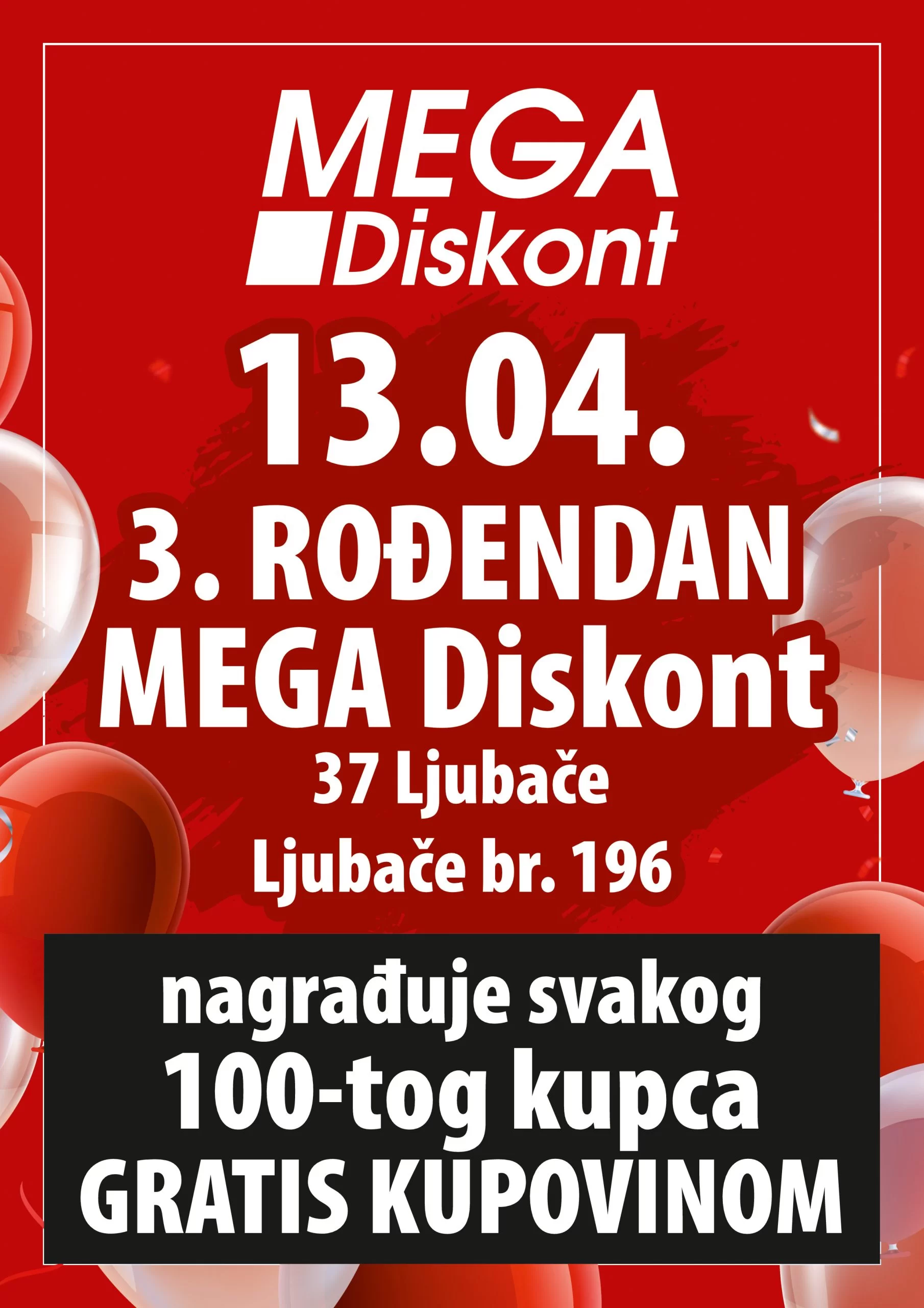 Mega Diskont slavi rođendan 13.4.2024.