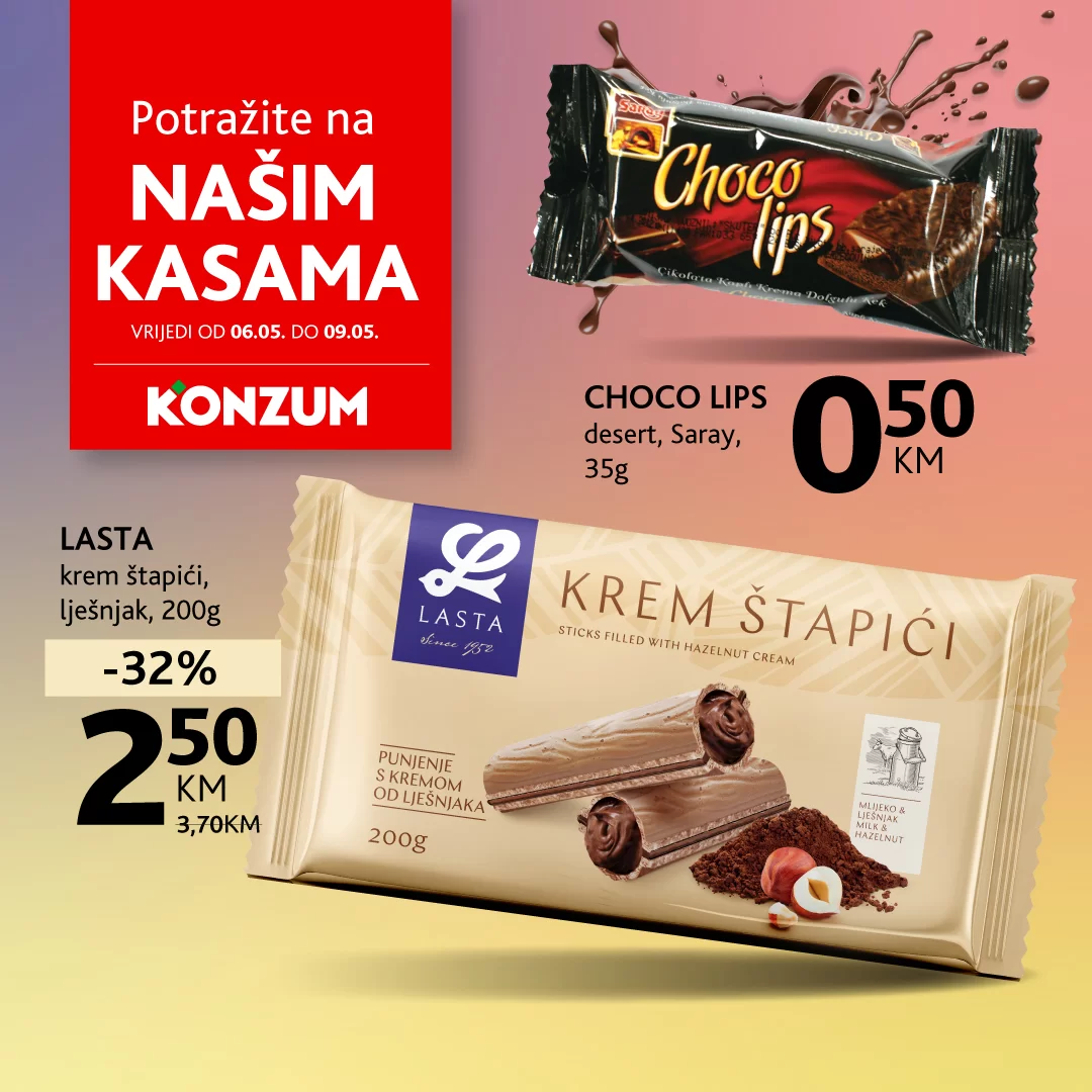 Konzum akcija na kasama 6-9.5.2024.