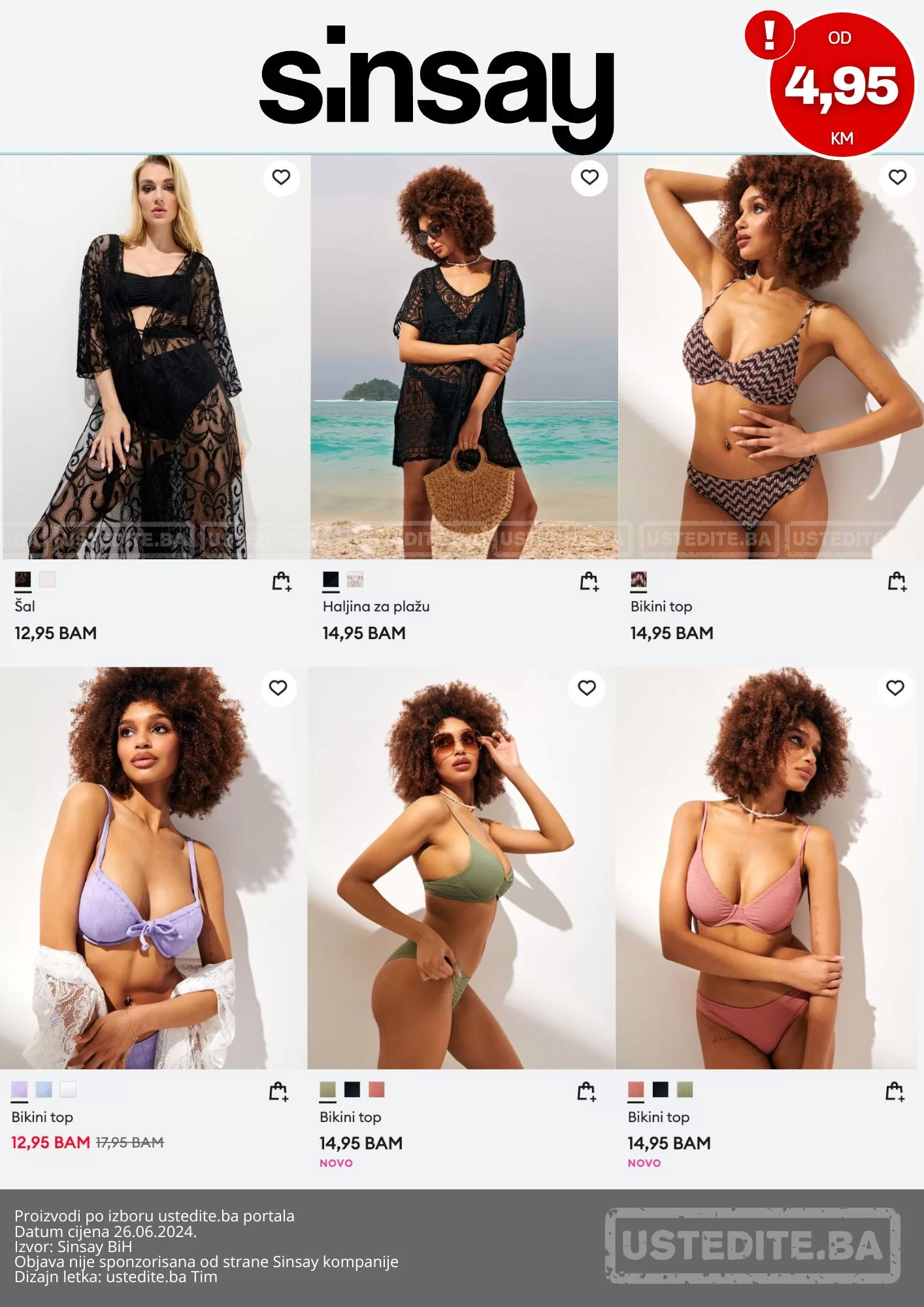 Sinsay KUPAĆI KOSTIMI već od 4,94 KM - juni 2024. 