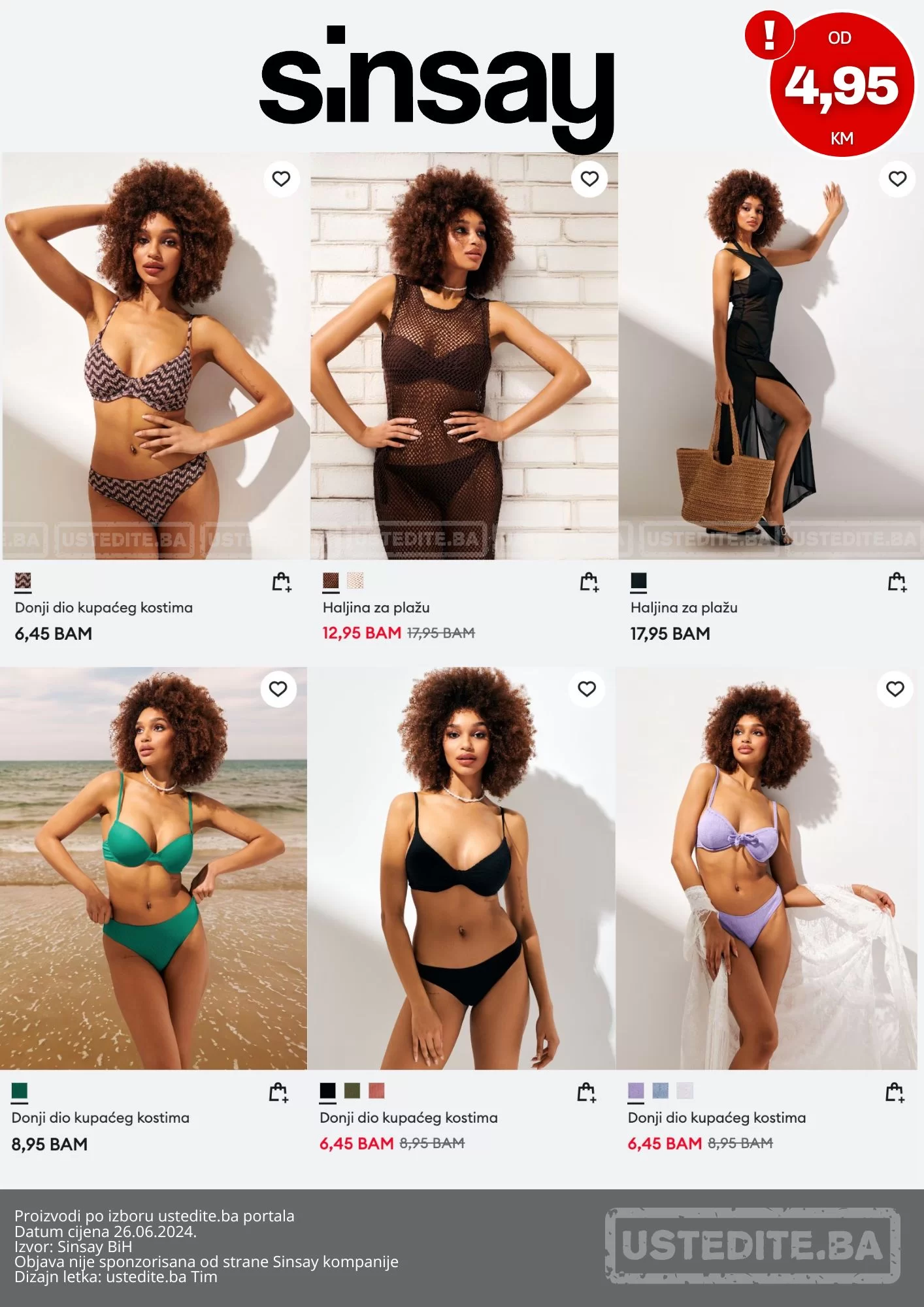 Sinsay KUPAĆI KOSTIMI već od 4,94 KM - juni 2024.