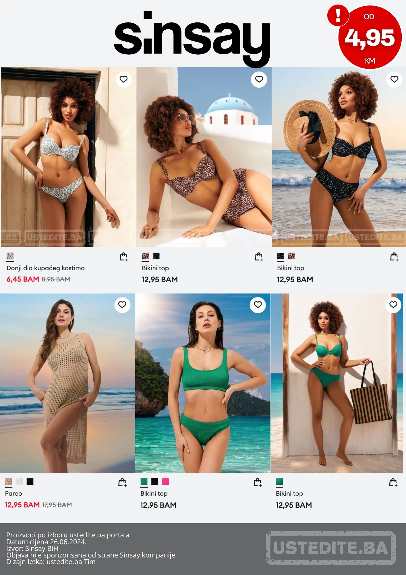 Sinsay KUPAĆI KOSTIMI već od 4,94 KM - juni 2024.
