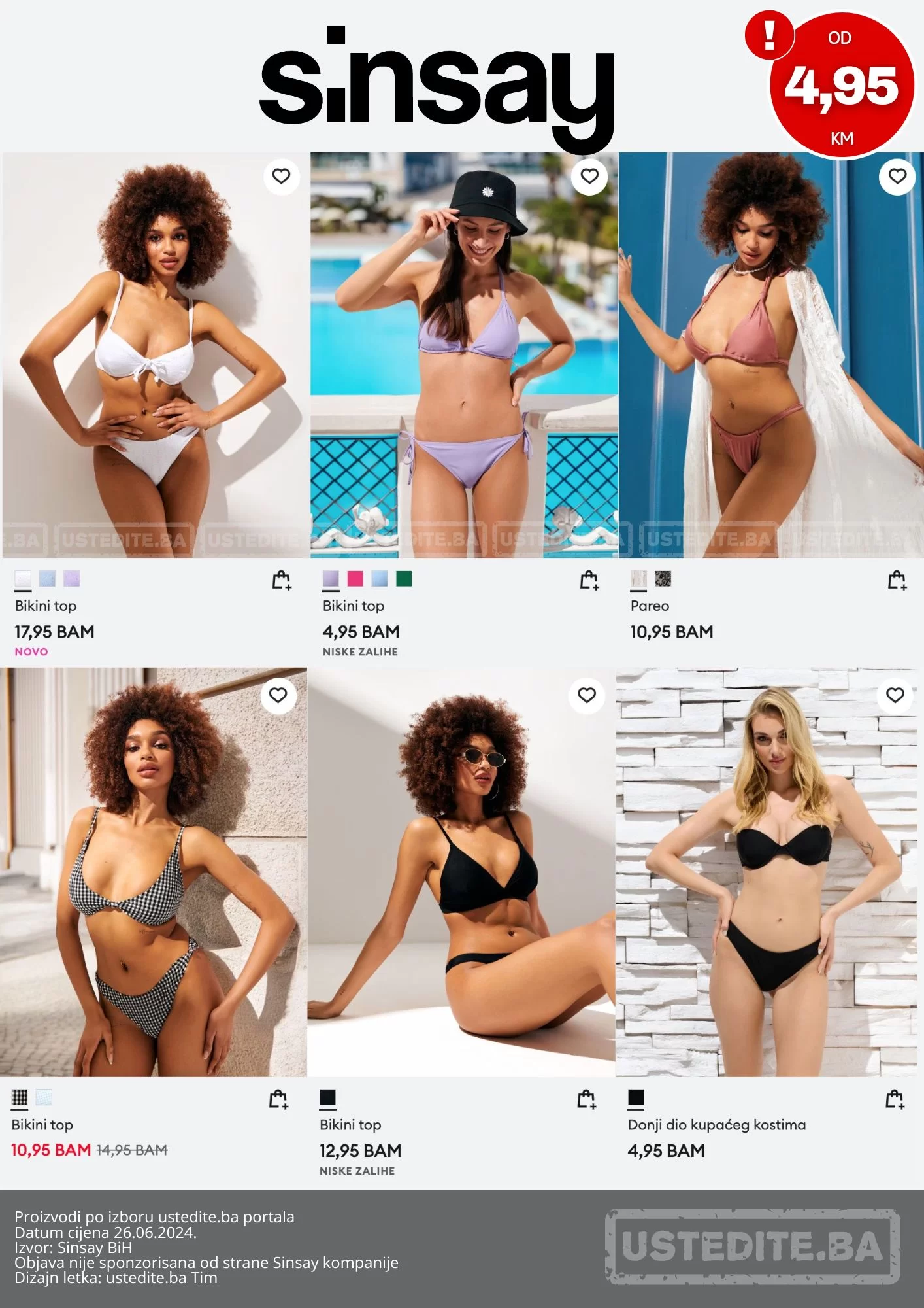Sinsay KUPAĆI KOSTIMI već od 4,94 KM - juni 2024.