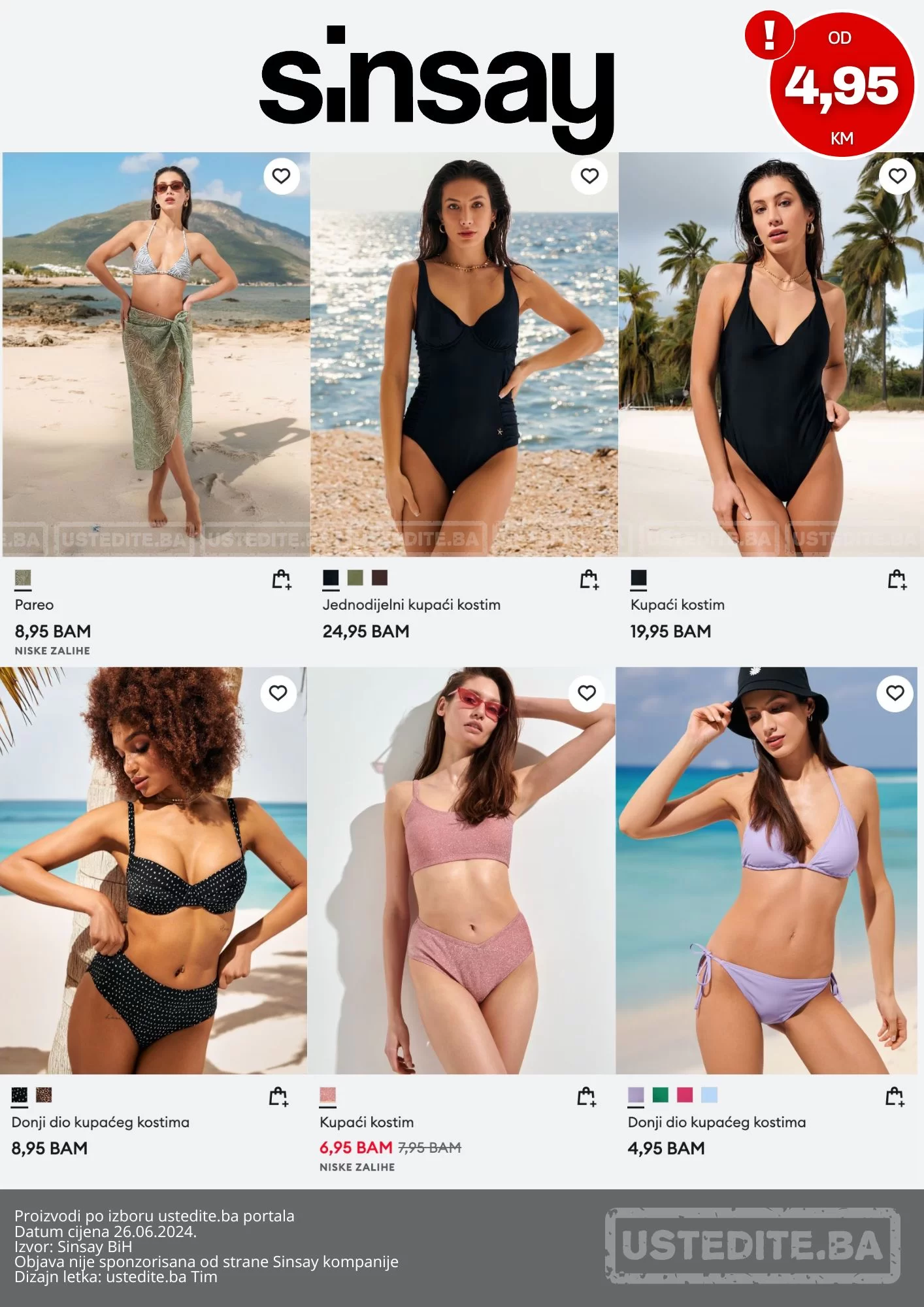 Sinsay KUPAĆI KOSTIMI već od 4,94 KM - juni 2024.